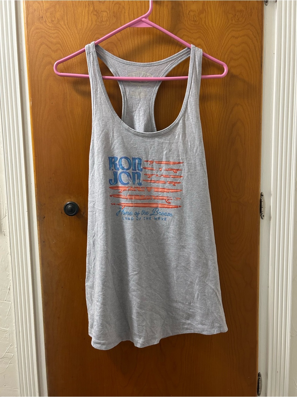 Ron Jon Light Gray Tank with Pale Yellow Logo